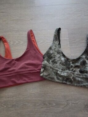 2 Lululemon Align Reversible Sports Bra 6 Light Support A B Cup Red Green Orange